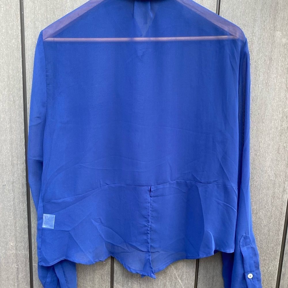 B Jewel Sheer Blouse Blue - Picture 4 of 8